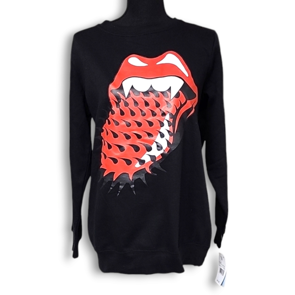 Women's OVERSIZED The Rolling Stones Spiked Tongue Graphic Sweatshirt